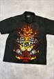 Y2K SKULL AND DICE SHIRT GRUNGE GRAPHIC SHORT SLEEVE SHIRT