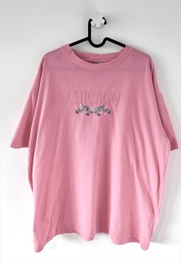 Vintage Chicago embroidered pink graphic T-shirt XL