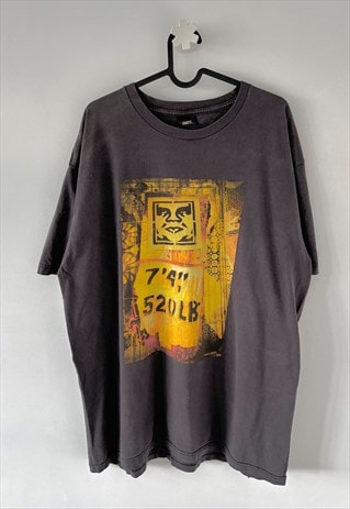 Vintage obey Y2K skate grey graphic T-shirt XL 2000s