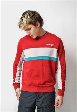 Wrangler Y2K red sweatshirt men's vintage 90s sport jumper