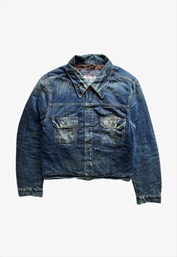 Vintage 90s Men's Replay Faded Denim Trucker Jacket