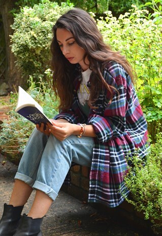 90S VINTAGE RED AND BLACK CHECKED FLANNEL SHIRT