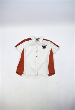Vintage 90s Harley Davidson White Logo Short Sleeve Shirt