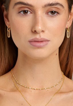 Double Chain Hoop Earrings in Gold