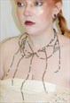 SILVER BEADED LARGE STATEMENT NECKLACE W PEARLS BOHO GRUNG