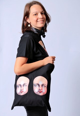 HALLOWEEN CREEPY DOLL TWIN TOTE BAG