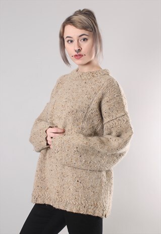 VINTAGE 80S CHUNKY TEXTURED KNIT LONG OVERSIZE JUMPER
