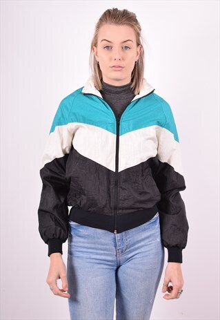 WOMENS VINTAGE TRACKSUIT TOP JACKET SMALL MULTI 90S
