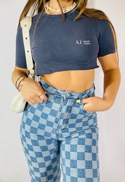 Vintage Armani Jeans Blue Crop Top
