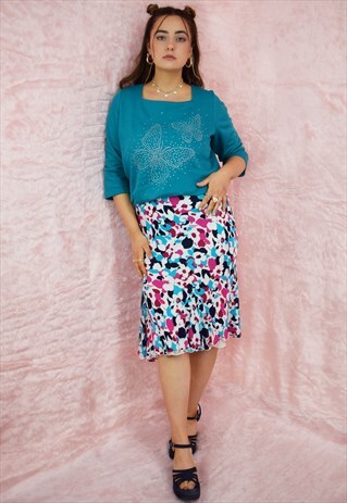 VINTAGE HOBBS Y2K FRILLY MIDI SKIRT