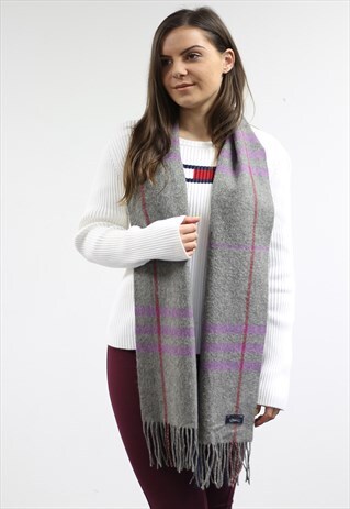 VINTAGE CASHMERE CHECKED SCARF GREY-AS168