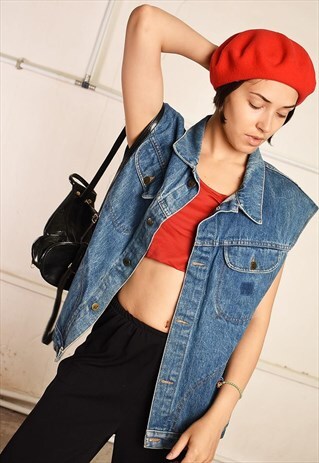 90'S RETRO OVERSIZED FESTIVAL GARM DENIM GILET JACKET