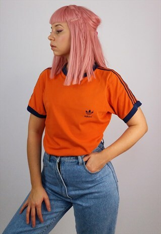 VINTAGE 90'S ADIDAS TREFOIL LOGO UNISEX RINGER T-SHIRT