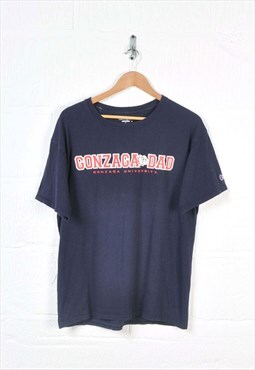 Vintage Champion Gonzaga University T-Shirt Crew Neck Navy L