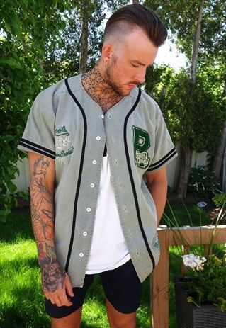 DENIM VINTAGE BASEBALL SHORT SLEEVED UNISEX JERSEY