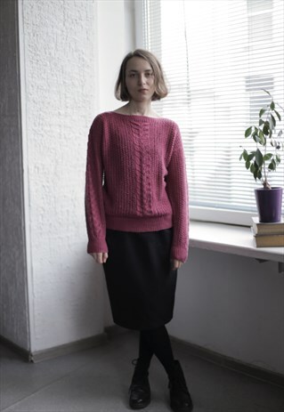 VINTAGE 90'S PINK CROCHET STYLE JUMPER