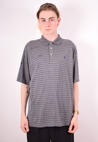 POLO RALPH LAUREN MENS VINTAGE POLO SHIRT LARGE GREY 90S