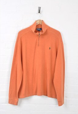 Vintage Ralph Lauren 1/4 Zip Sweater Orange XL CV2182