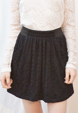 Skater Skirt with Pockets in Black Floral Lace