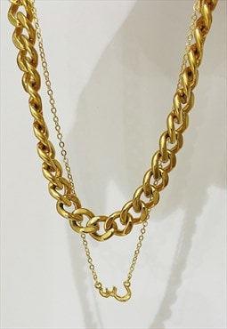 Cuban Chain Link 24K Gold Plated Necklace - Gold Finish
