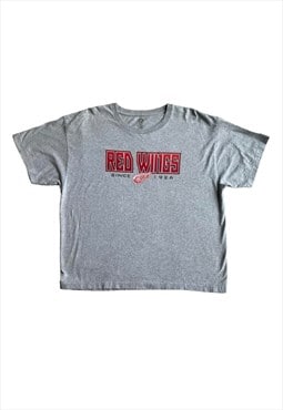 Vintage Tshirt Graphic Tee NHL Hockey Red Wings Grey