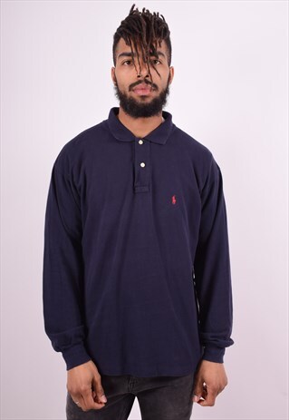 POLO RALPH LAUREN MENS VINTAGE POLO SHIRT LONG SLEEVE XL 90'