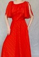 Vintage Ball Gown, Retro Red Maxi Dress, Full Length Frock