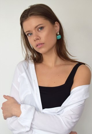 GREEN AND WHITE FESTIVAL EARRINGS