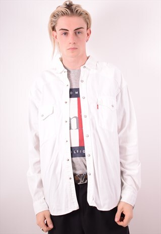 LEVI'S MENS VINTAGE DENIM SHIRT LARGE WHITE 90S