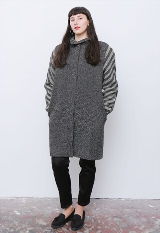 RARE VINTAGE 1970'S GREY GIANNI VERSACE PURE NEW WOOL COAT