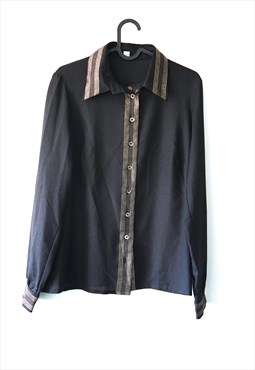 Black And Gold Embroidery Ladies Shirt 
