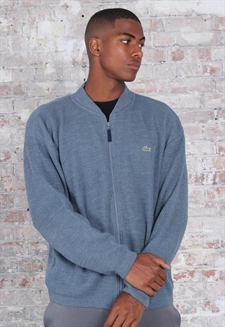 VINTAGE LACOSTE LOGO FULL ZIP KNIT JUMPER BLUE