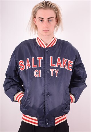 KAPPA MENS VINTAGE SALT LAKE CITY BOMBER JACKET MEDIUM 90S