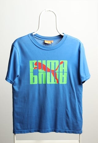 VINTAGE PUMA CREWNECK PRINT T-SHIRT BLUE