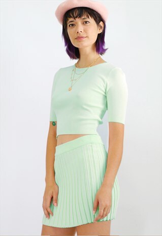 NOVA KNIT Y2K SET - MINT MINI SKIRT