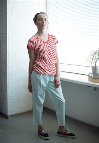 VINTAGE 90'S RED/WHITE STRIPED TOP