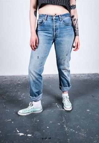 VINTAGE LEVI'S 501 BLUE PAINT MOM JEANS