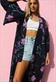 FLORAL KIMONO IN NAVY BLUE