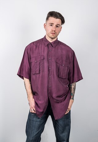 VINTAGE 1980S PURPLE SILK SHIRT