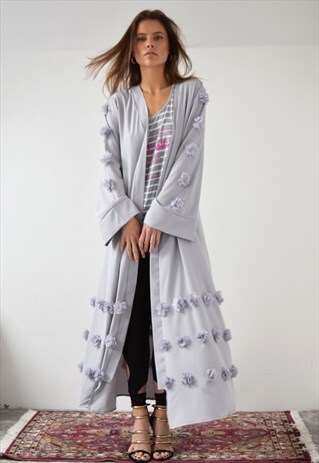 MAXI KIMONO WITH 3D FLOWERS