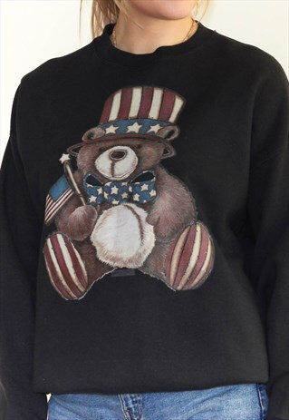 VINTAGE AMERICAN TEDDY BEAR USA SWEATSHIRT