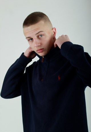 00S POLO RALPH LAUREN 1/4 ZIP NAVY BLUE SWEATSHIRT