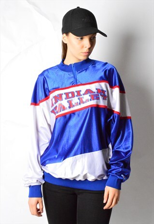 VINTAGE 90S BLUE AND WHITE COLLAGE SPORTS JACKET