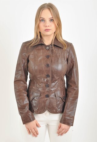 VINTAGE LEATHER JACKET IN BROWN