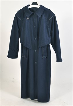 Vintage 80s maxi wool coat in navy