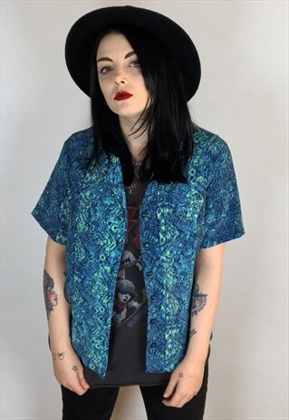 VINTAGE 90S ABSTRACT PATTERNED BLOUSE SIZE 12