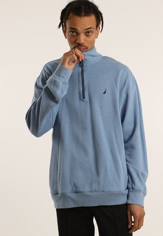 VINTAGE NAUTICA EMBROIDERED LOGO 1/4 ZIP SWEATSHIRT