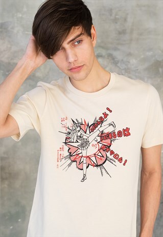 JAPANESE T SHIRT ASAOKA KICK KAWAII KARATE ANIME MANGA GIRL
