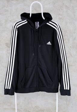 Adidas Black Hoodie Full Zip Striped Women's XL