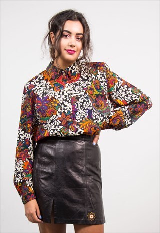 VINTAGE 90'S AUTUMNAL PATTERNED PAISLEY SHIRT
